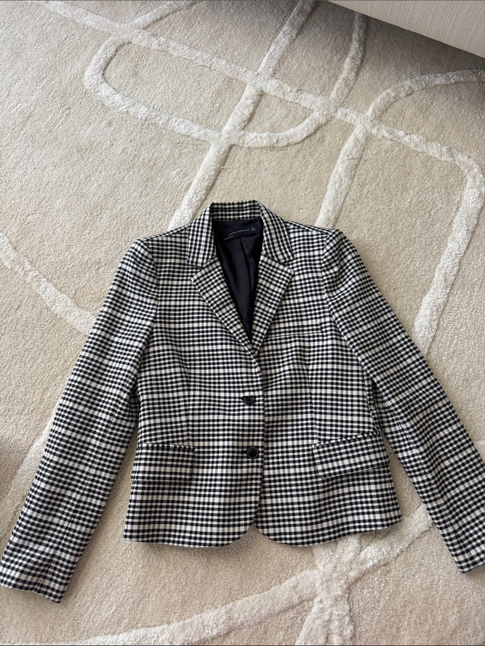 Zara Black & White Gingham Women's Blazer Jacket